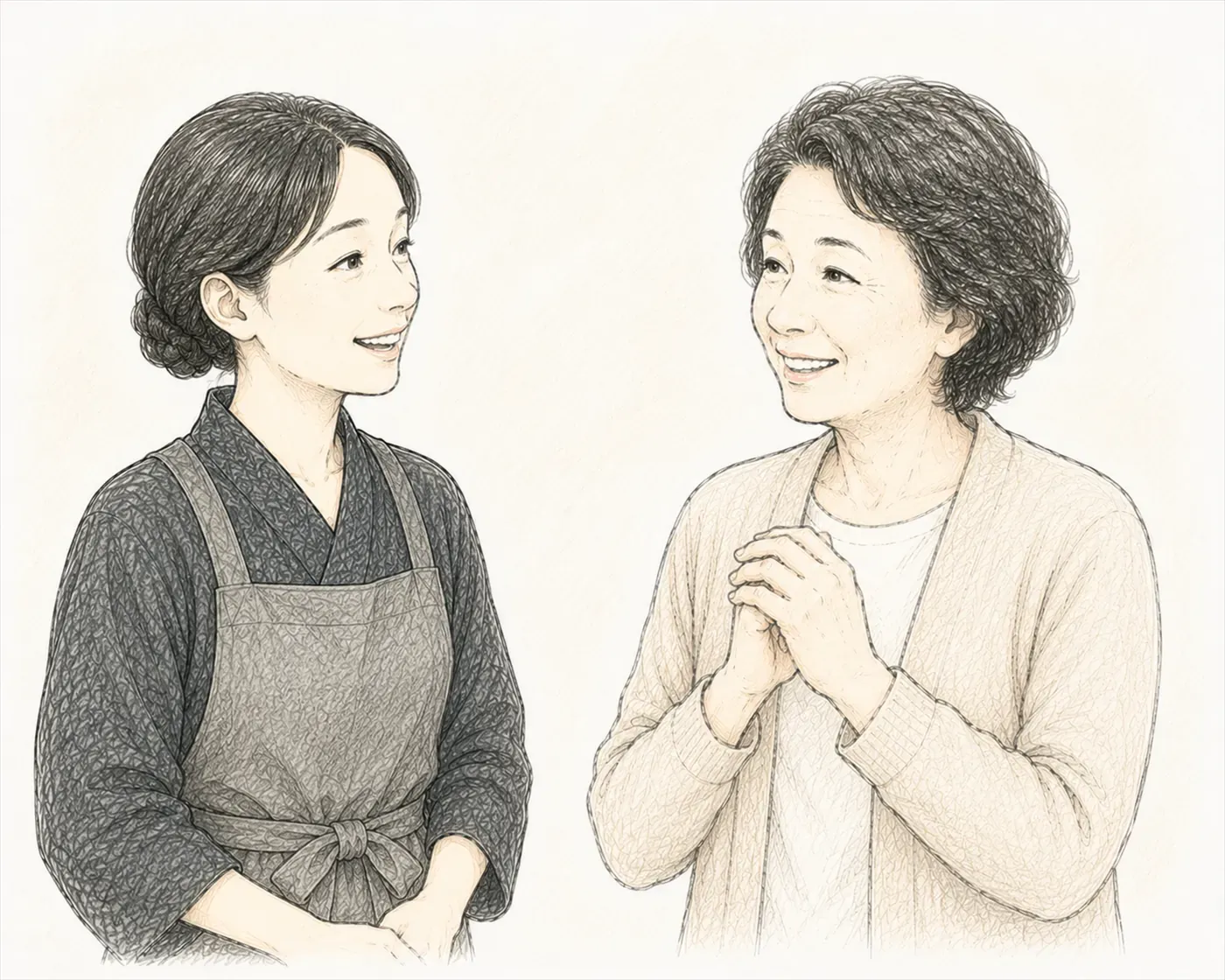 笑顔で話す寺族と檀信徒